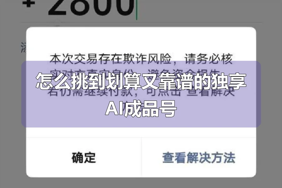 怎么挑到划算又靠谱的独享AI成品号