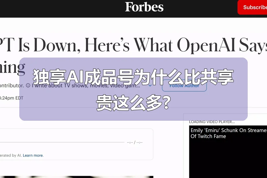 独享AI成品号为什么比共享贵这么多?