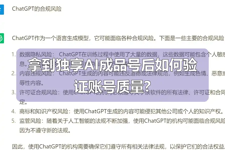 拿到独享AI成品号后如何验证账号质量?